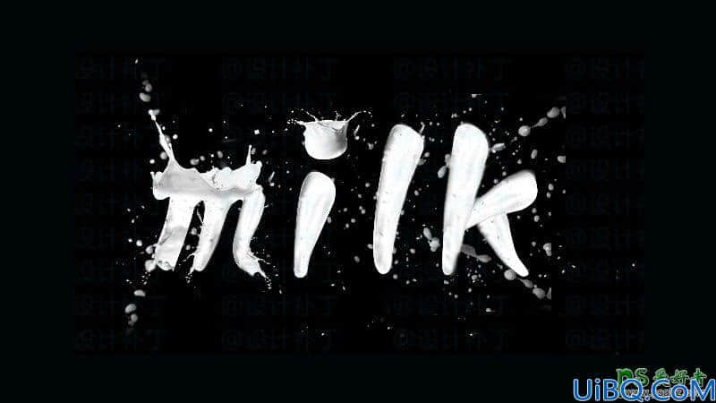 Photoshop牛奶字制作教程：设计简洁个性的喷溅效果牛奶字体，喷溅牛奶字
