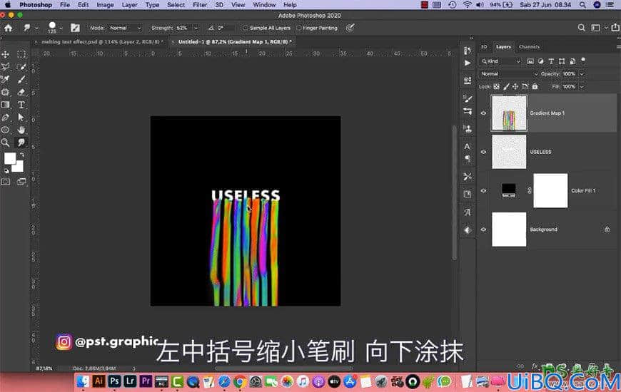 Photoshop个性文字设计：制作文字底部喷出彩虹效果的个性文字，个性字体