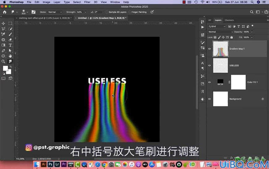 Photoshop个性文字设计：制作文字底部喷出彩虹效果的个性文字，个性字体