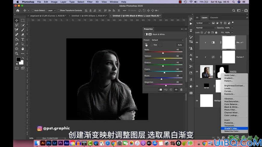 Photoshop海报合成教程：创意打造头上有霓虹灯光圈的欧美少女人像海报。