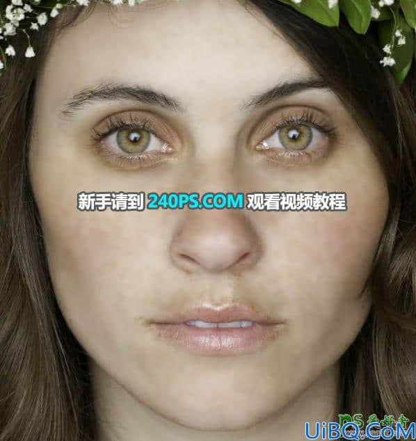 Photoshop磨皮美容教程：去除室内欧美美女人像脸部的斑点并增强清晰度