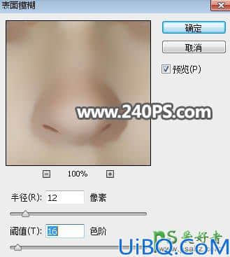 Photoshop磨皮美容教程：去除室内欧美美女人像脸部的斑点并增强清晰度