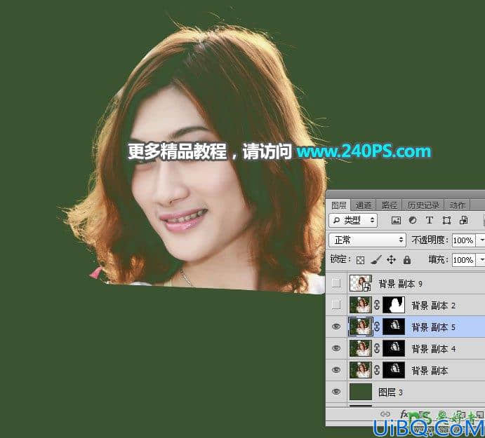 学习用Photoshop通道及调色工具给金发美女人像快速把发丝与背景分离出来