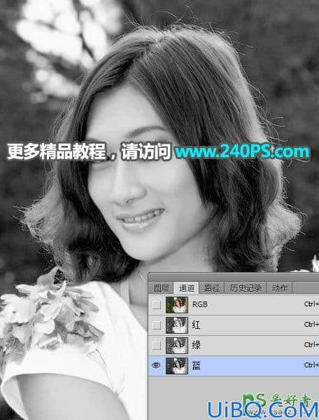 学习用Photoshop通道及调色工具给金发美女人像快速把发丝与背景分离出来