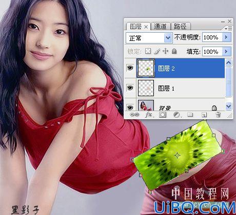 Photoshop合成断裂的水果女孩