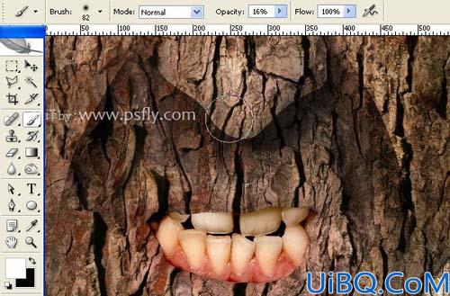 Photoshop合成恐怖的树皮脸