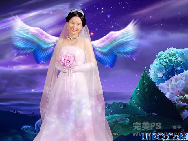 Photoshop打造梦幻天使婚片