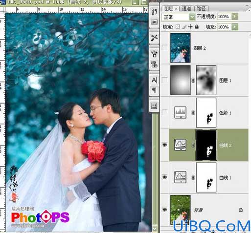 Photoshop调出婚片的稳重深蓝色