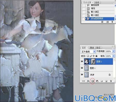 Photoshop合成墙壁上剥落的旧画