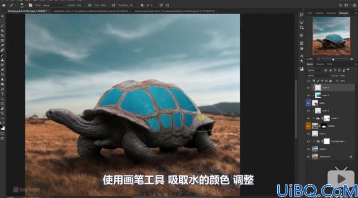 超现实合成，通过Photoshop合成乌龟背上的海洋和城堡的超现实场景