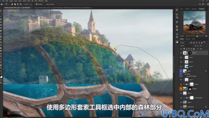 超现实合成，通过Photoshop合成乌龟背上的海洋和城堡的超现实场景