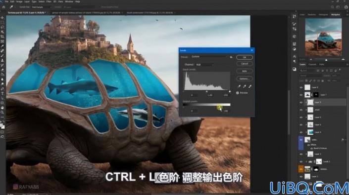 超现实合成，通过Photoshop合成乌龟背上的海洋和城堡的超现实场景