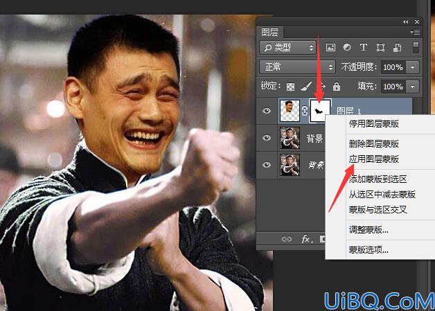 用Photoshop给明星甄子丹合成换上姚明的脸