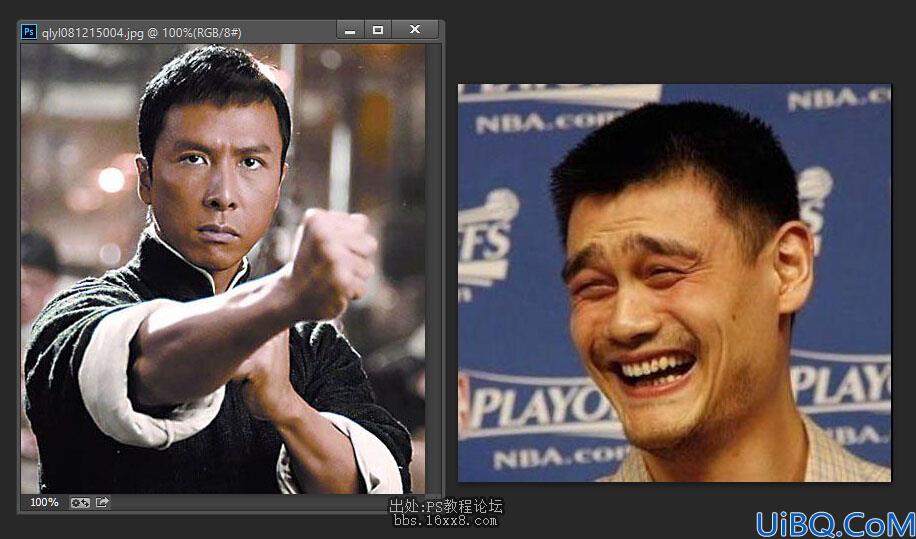 用Photoshop给明星甄子丹合成换上姚明的脸