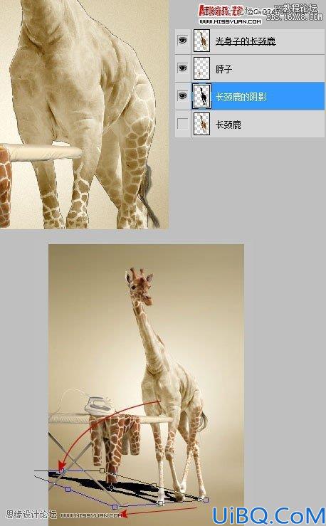 Photoshop恶搞合成会熨衣服的长颈鹿