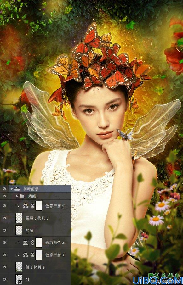 学习用Photoshop怎么把两张图片合成一张，打造梦幻唯美的丛林蝴蝶仙子