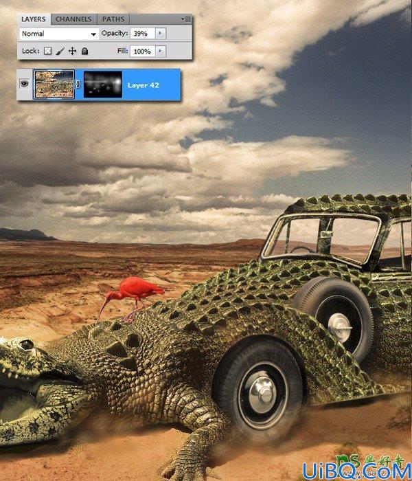 Photoshop合成教程：把鳄鱼和汽车完美的融合起来合成出超酷的鳄鱼汽车