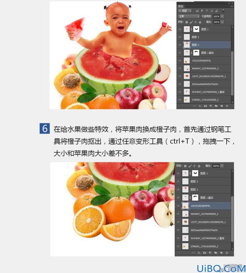 人物恶搞，Photoshop恶搞合成水果宝宝教程