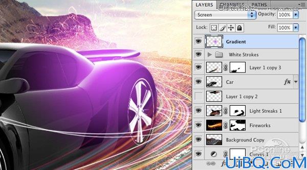 Photoshop合成超炫的光影跑车效果