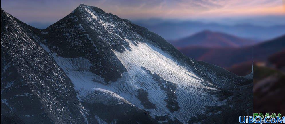 看Photoshop大神创意合成景观阳台上眺望远方日出的场景，眺望山谷风景图