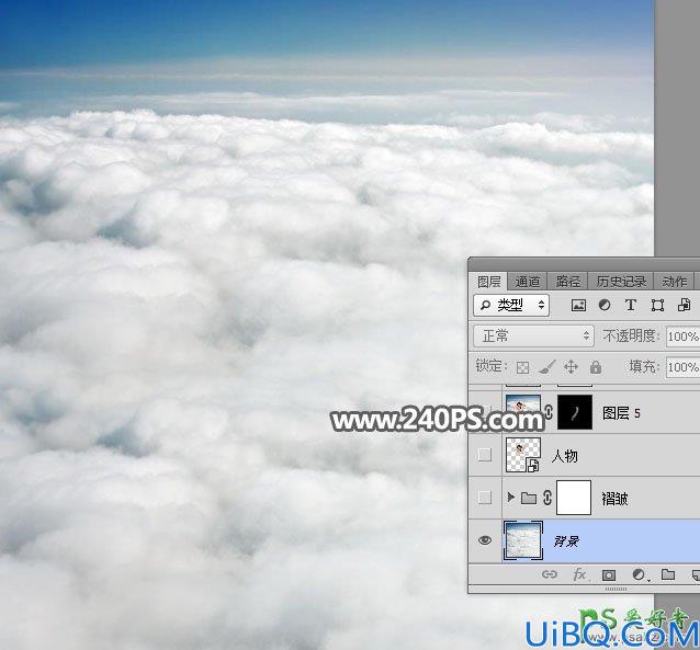 Photoshop人像合成教程：创意打造酣睡在云层中美女，云端上熟睡的美女。