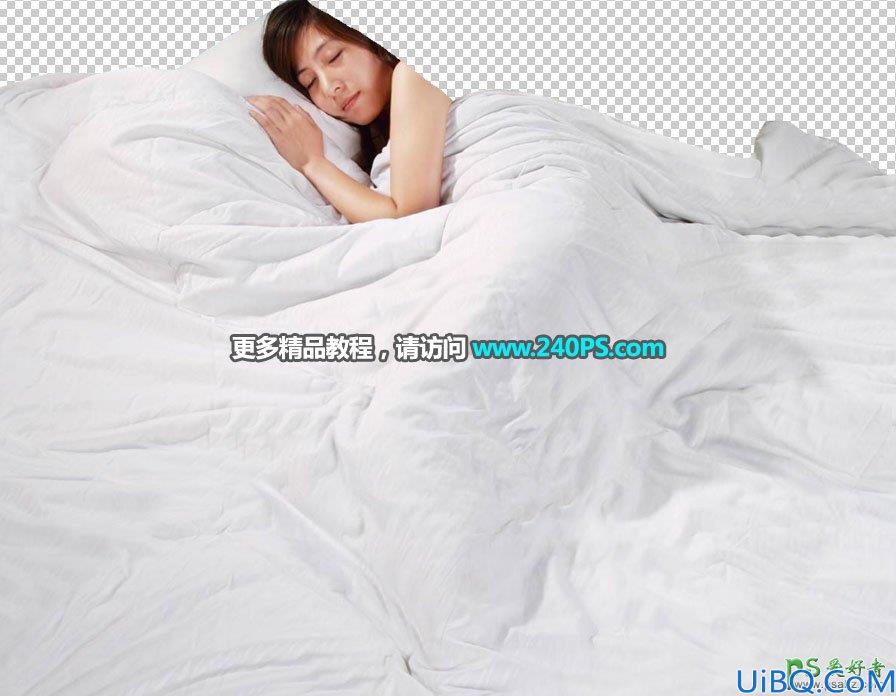 PhotOshop合成睡在沙滩上的少女场景，用浪花当被子熟睡的女子。