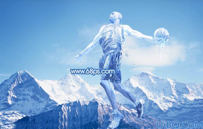 冰雪效果，Photoshop合成篮球冰人