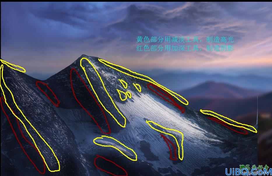 看Photoshop大神创意合成景观阳台上眺望远方日出的场景，眺望山谷风景图