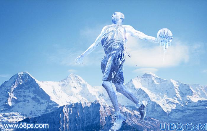 冰雪效果，Photoshop合成篮球冰人