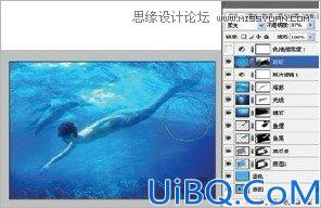 Photoshop使用素材合成水下男美人鱼场景