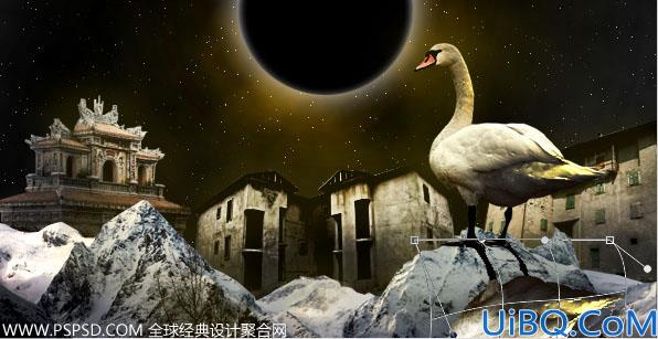 Photoshop合成夜空下的鹅教程