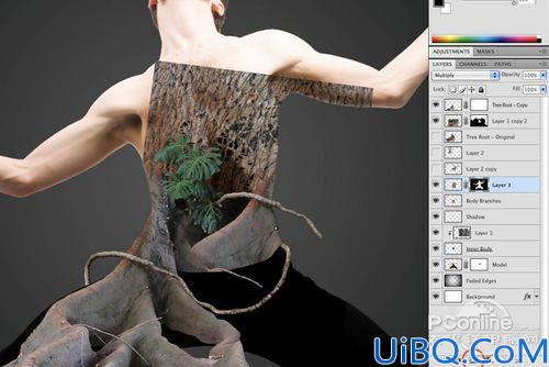Photoshop合成制作树根人体超自然蜕变场景教程