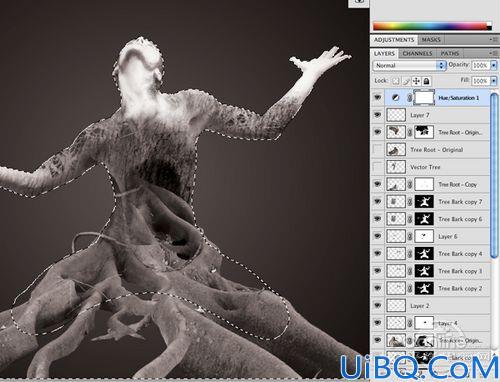 Photoshop合成制作树根人体超自然蜕变场景教程