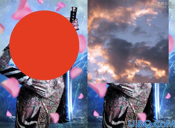 photoshop合成樱花武士效果