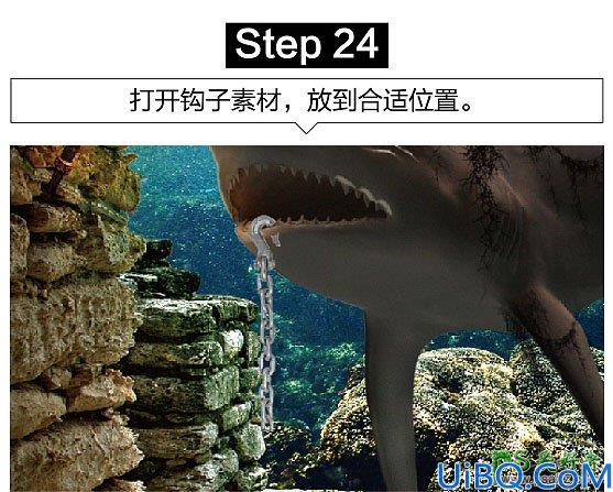 Photoshop创意合成众水族馆中钻出的大鲨鱼特效图片