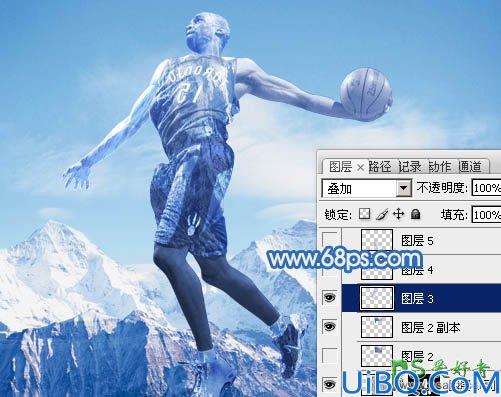 Photoshop人像特效照片合成：打造超酷的冰冻效果的篮球运动员，篮球员冰