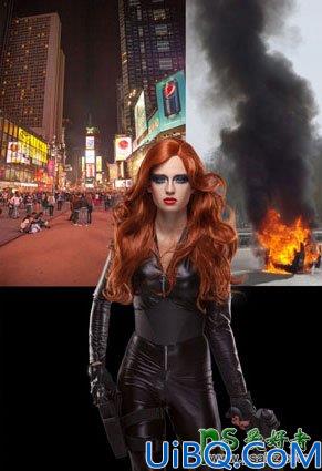 Photoshop合成科幻电影中的美少女战士，超级英雄电影海报。