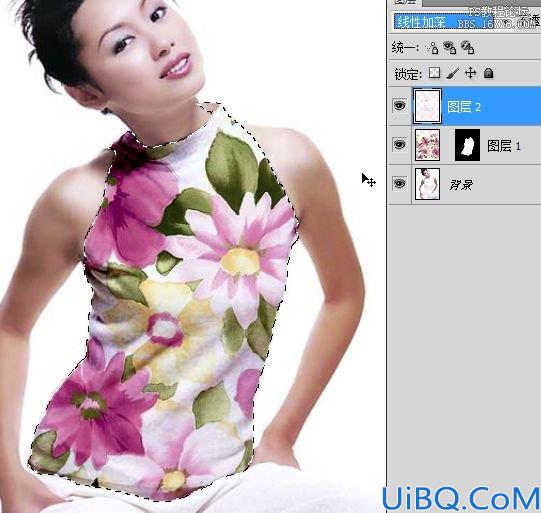 Photoshop给漂亮MM衣服添加花纹的合成入门教程