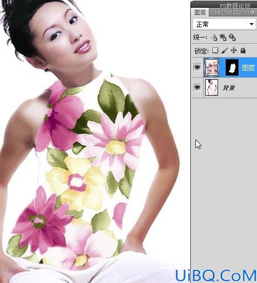 Photoshop给漂亮MM衣服添加花纹的合成入门教程