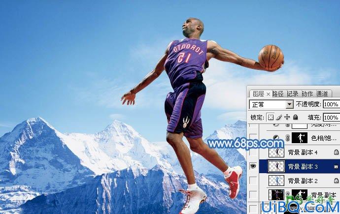 Photoshop人像特效照片合成：打造超酷的冰冻效果的篮球运动员，篮球员冰