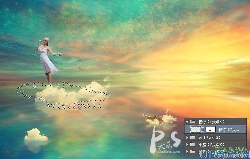 Photoshop美女人像合成教程：创意打造美轮美奂的天空少女场景，天使少女