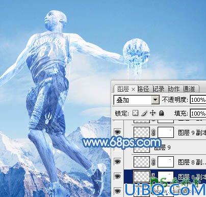 Photoshop人像特效照片合成：打造超酷的冰冻效果的篮球运动员，篮球员冰