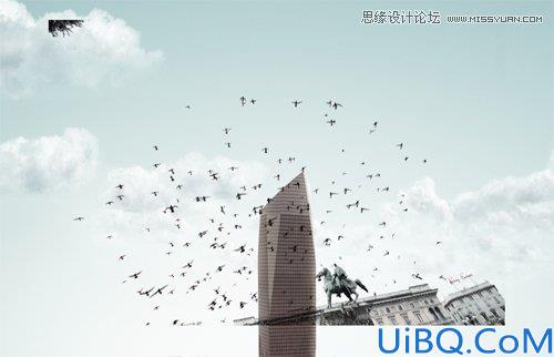 Photoshop合成从悬浮空中城市掉落的卡车