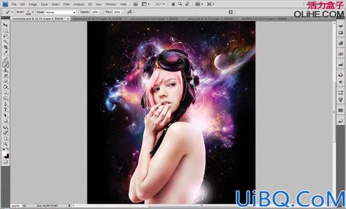 Photoshop合成绚丽的潮流星光美女插画