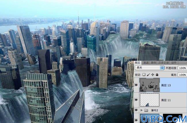 Photoshop合成科幻的洪水城市