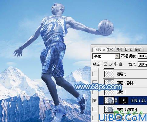 Photoshop人像特效照片合成：打造超酷的冰冻效果的篮球运动员，篮球员冰