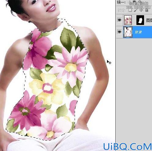 Photoshop给漂亮MM衣服添加花纹的合成入门教程