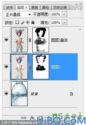 Photoshop创意合成玻璃水瓶中的美少女人像艺术照片，水瓶中的美