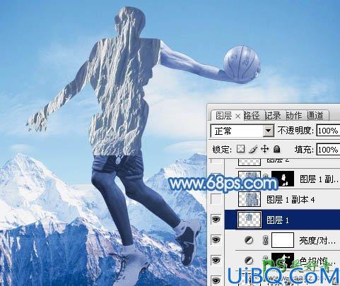 Photoshop人像特效照片合成：打造超酷的冰冻效果的篮球运动员，篮球员冰