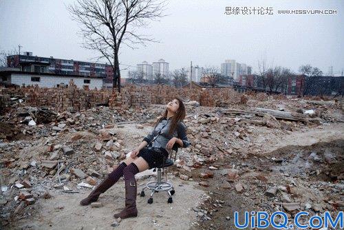 Photoshop合成废墟中的女孩教程